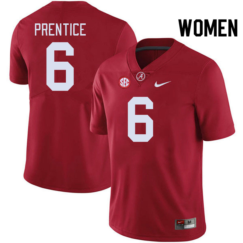 Women #6 Kobe Prentice Alabama Crimson Tide College Football Jerseys Stitched-Crimson